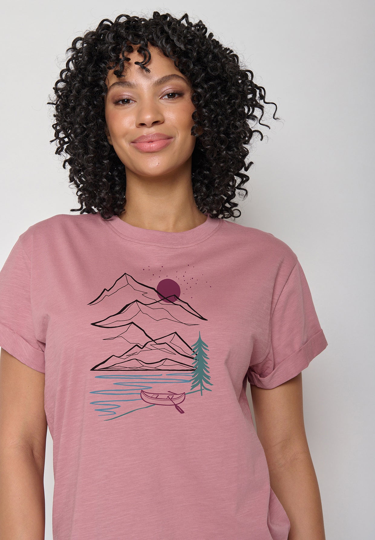 Rosa Lässiges T-Shirt aus Bio-Baumwolle für Damen (4)