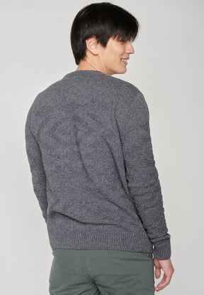 Blauer Eleganter Strickpullover aus Wolle und Bio-Baumwole für Herren (14)