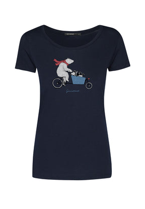 Blauer Lässiges T-Shirt aus Bio-Baumwolle für Damen (4)