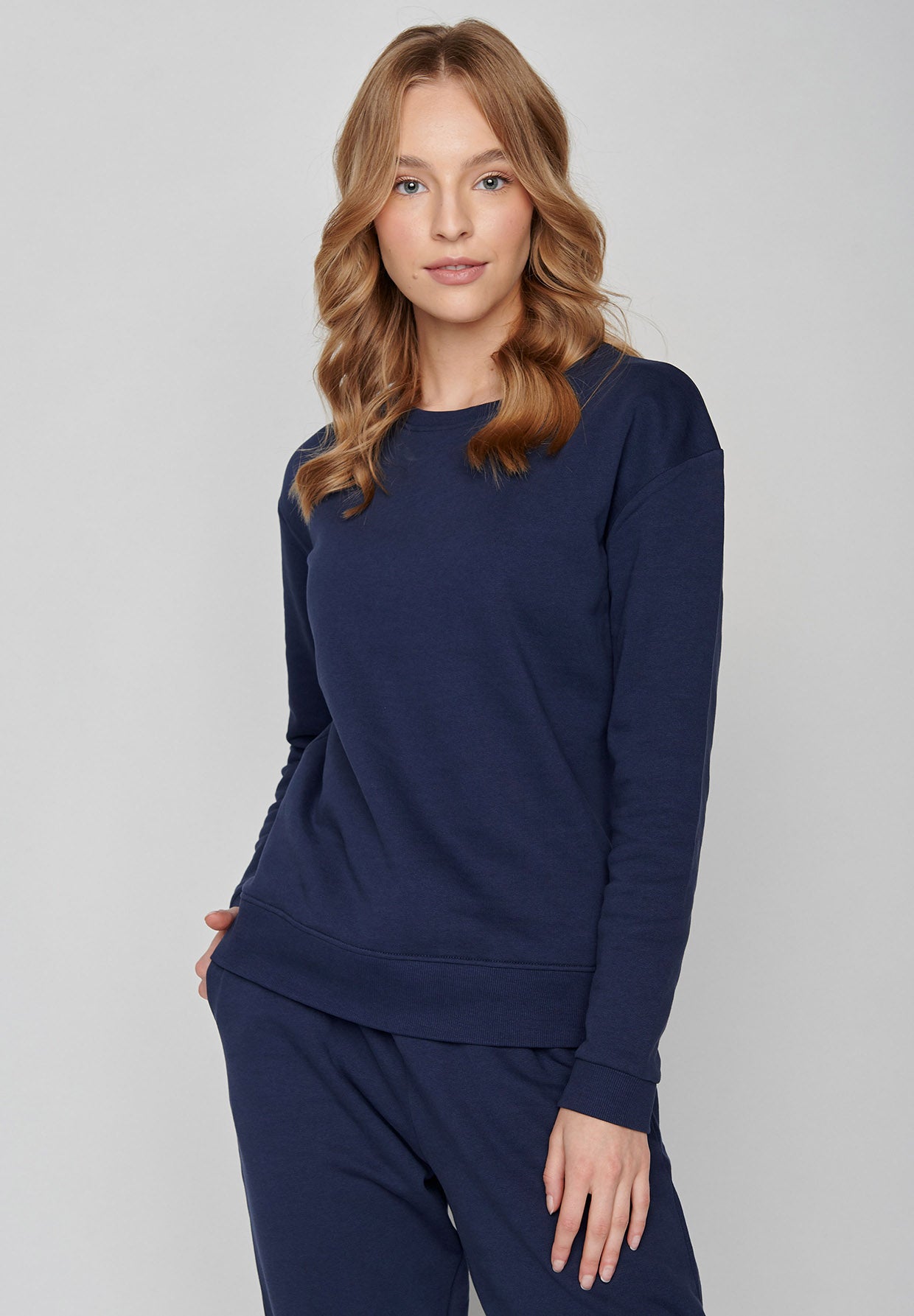 Blauer Gemütliches Sweatshirt aus Bio-Baumwolle für Damen (1)