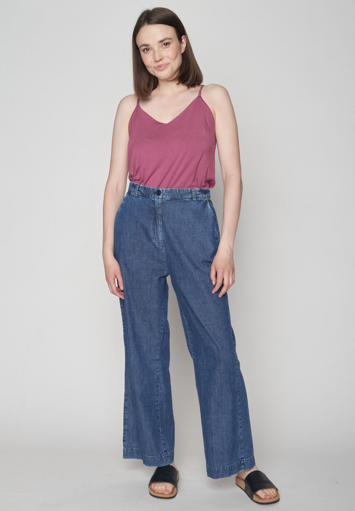 Blauer Lässige Hose in Retro-Chic für Damen (4)