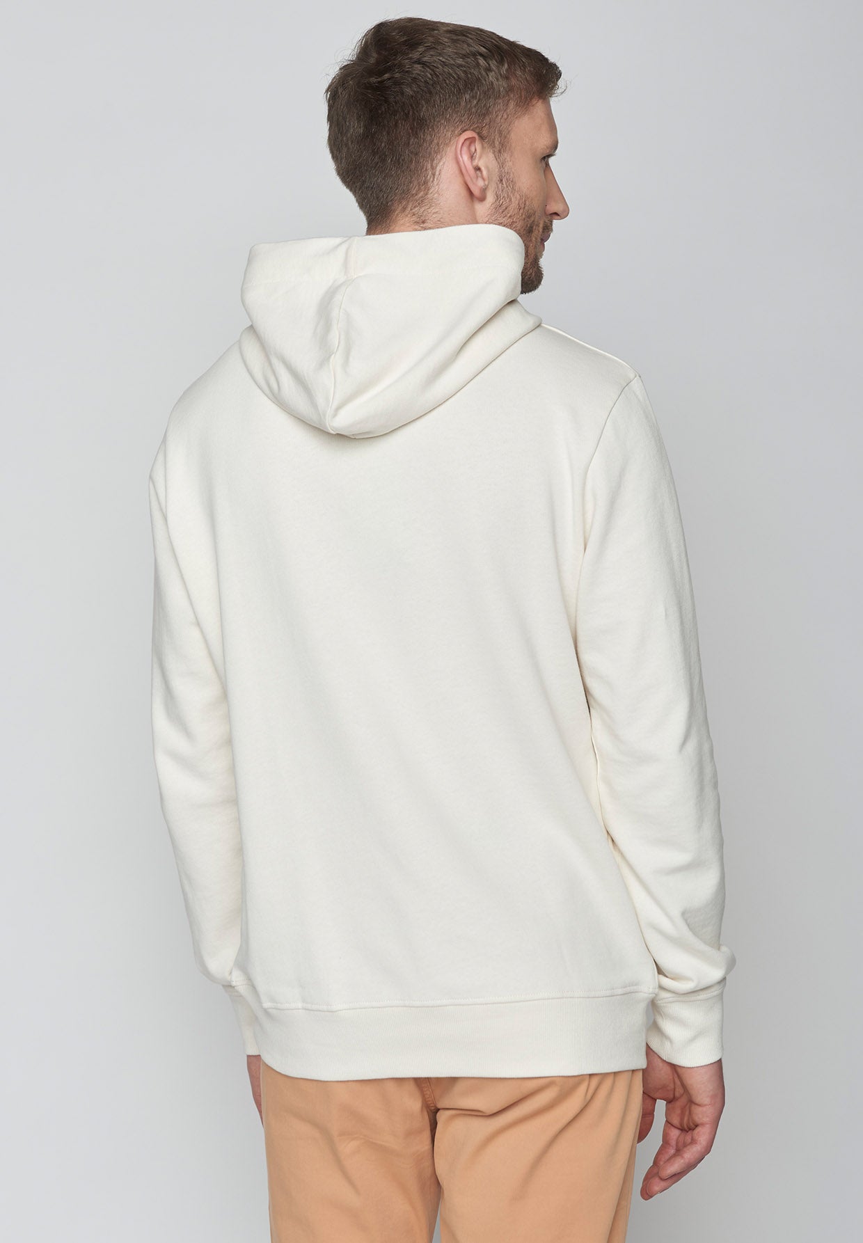 Creme White: Kuschliger Hoodie aus Bio-Baumwolle für Herren [10018]