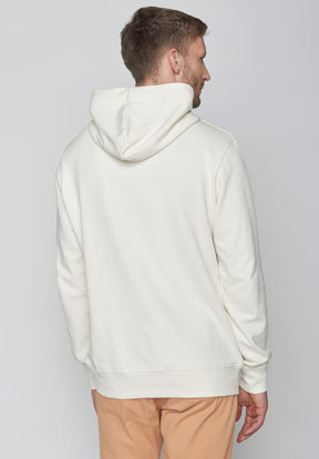 Creme White: Kuschliger Hoodie aus Bio-Baumwolle für Herren [10018]