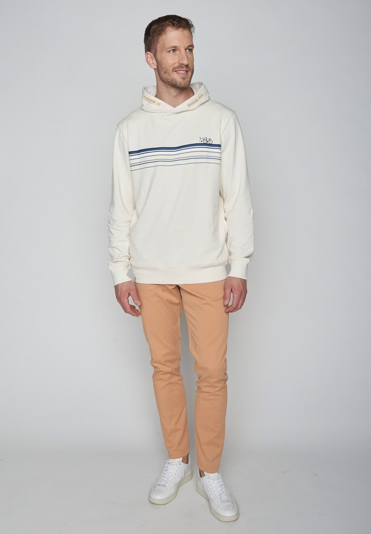 Creme White: Kuschliger Hoodie aus Bio-Baumwolle für Herren [10020]