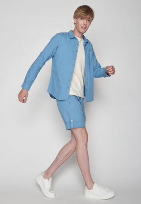 Blau:  Sommerliche Hose aus Bio-Baumwolle für Herren [10025]
