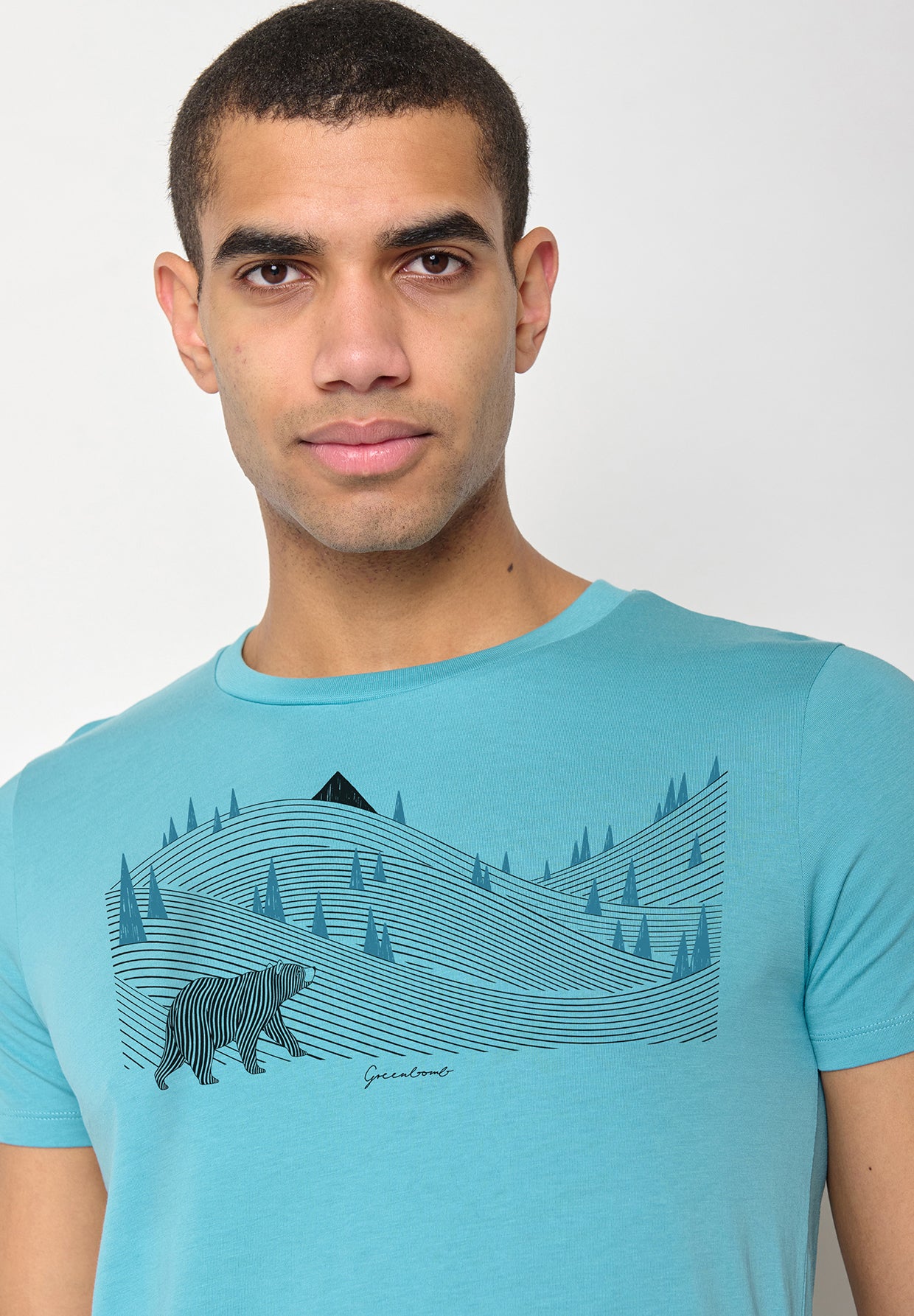 Türkis: Sportliches T-Shirt aus Bio-Baumwolle für Herren [10078]