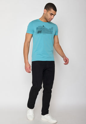 Türkis: Sportliches T-Shirt aus Bio-Baumwolle für Herren [10079]