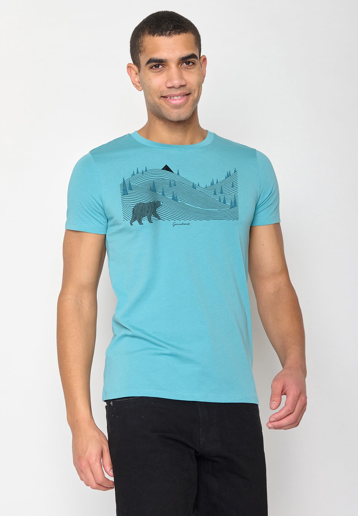 Türkis: Sportliches T-Shirt aus Bio-Baumwolle für Herren [10081]