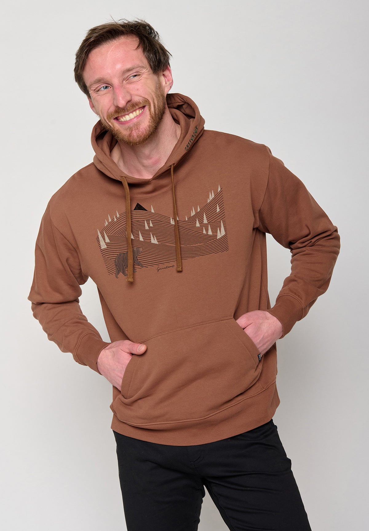 Wood Bark: Gemütlicher Hoodie aus Bio-Baumwolle für Herren [10091]