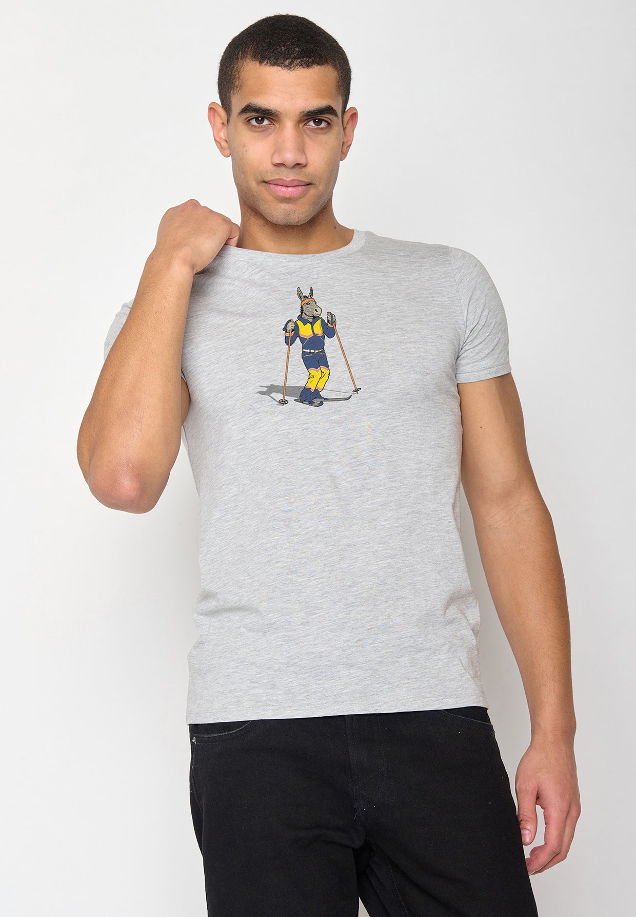 Heather Grey: Sportliches T-Shirt aus Bio-Baumwolle für Herren [10116]