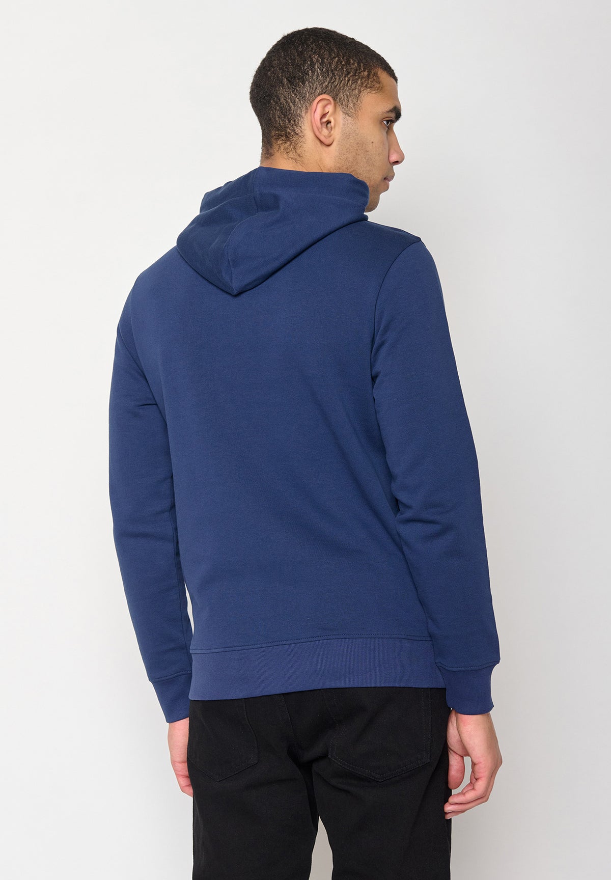 Navy: Kuschliger Hoodie aus Bio-Baumwolle für Herren [10126]