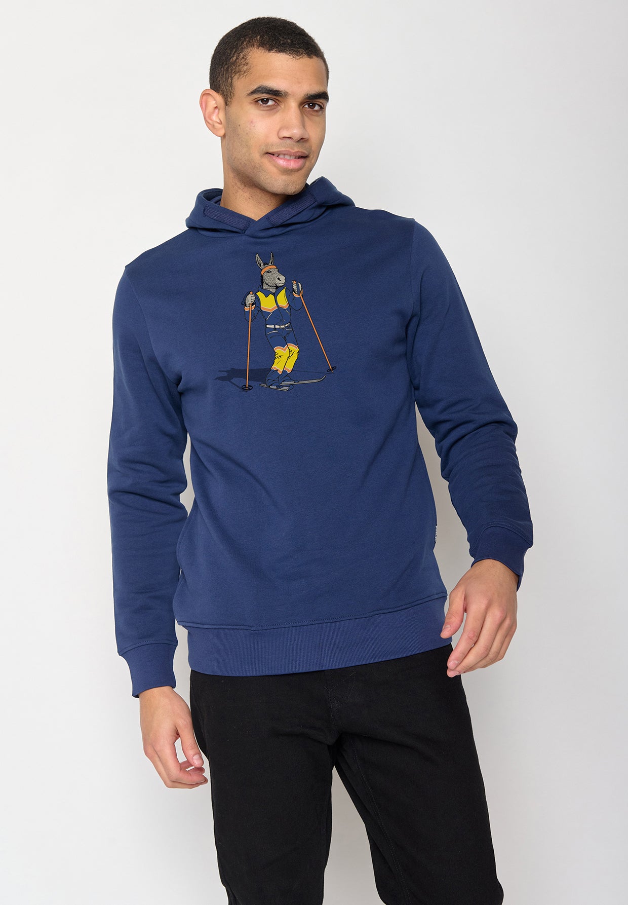 Navy: Kuschliger Hoodie aus Bio-Baumwolle für Herren [10127]