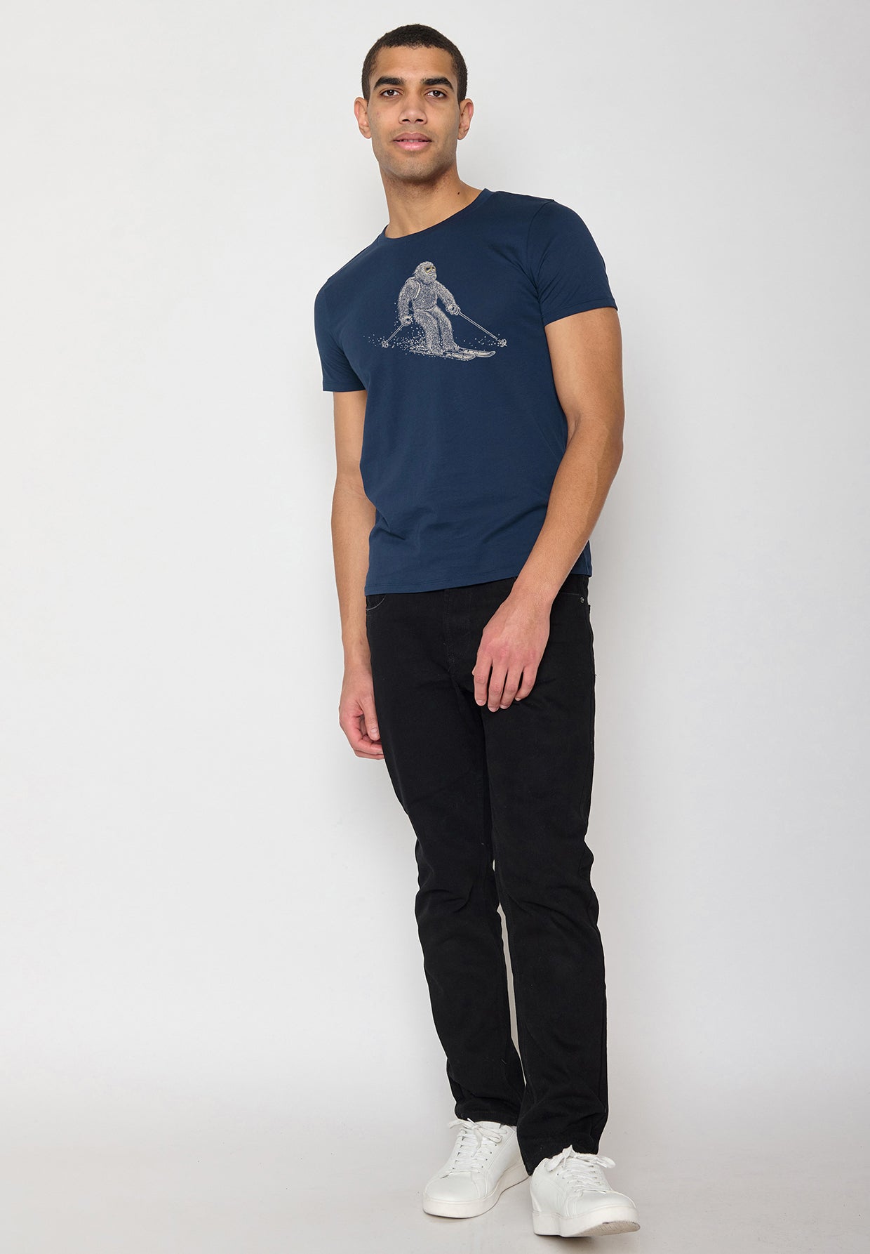 Navy: Sportliches T-Shirt aus Bio-Baumwolle für Herren [10165]