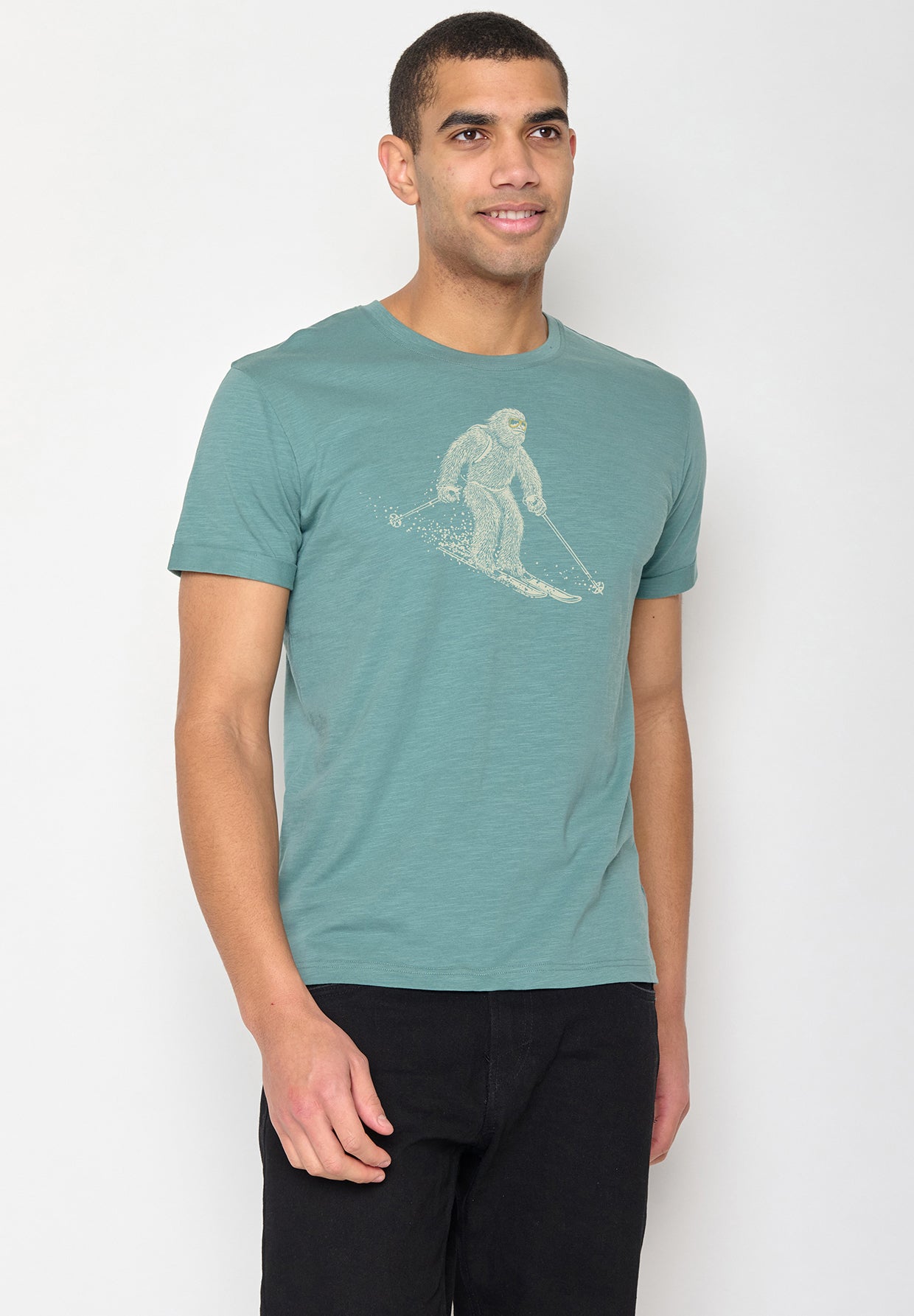 Deep Sage: Lässiges T-Shirt aus Bio-Baumwoll Mix für Herren [10173]