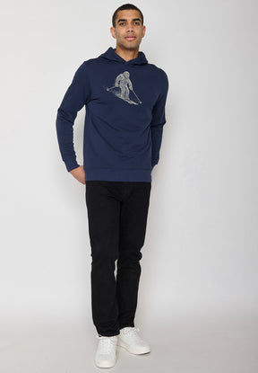 Navy: Kuschliger Hoodie aus Bio-Baumwolle für Herren [10181]