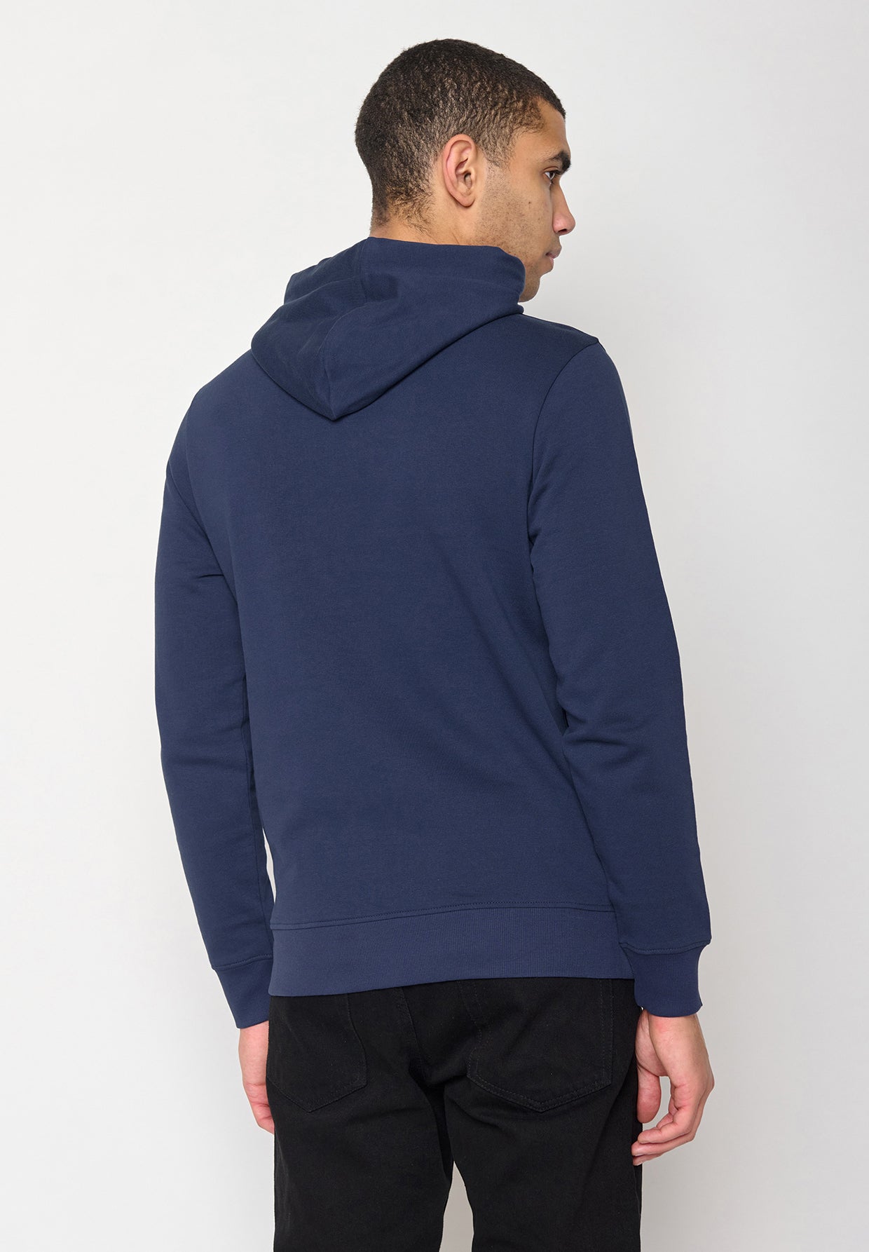 Navy: Kuschliger Hoodie aus Bio-Baumwolle für Herren [10182]