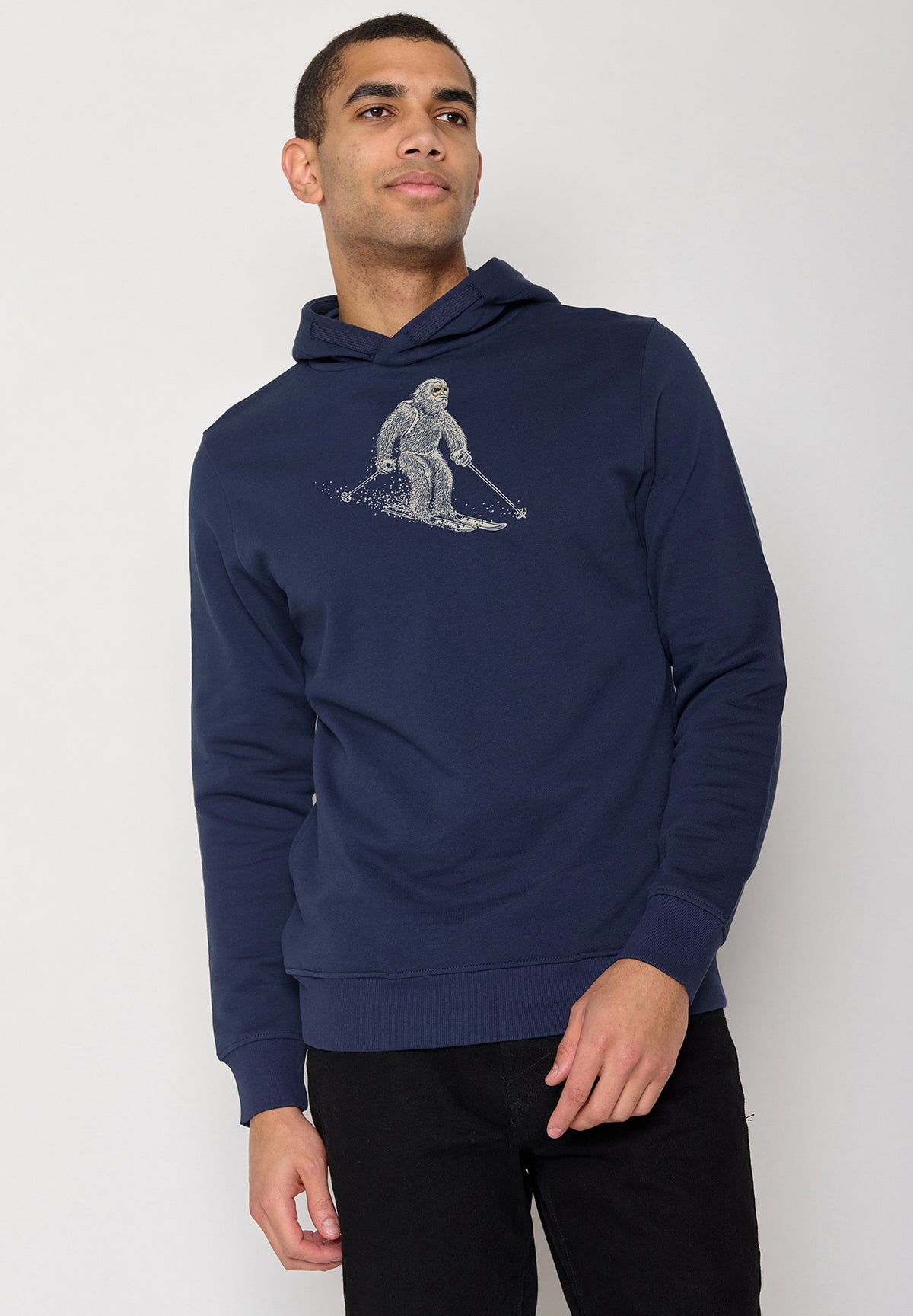 Navy: Kuschliger Hoodie aus Bio-Baumwolle für Herren [10183]