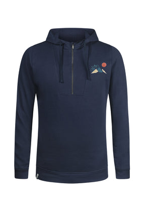 Navy: Lässiger Half-Zip aus Bio-Baumwolle für Herren [10194]