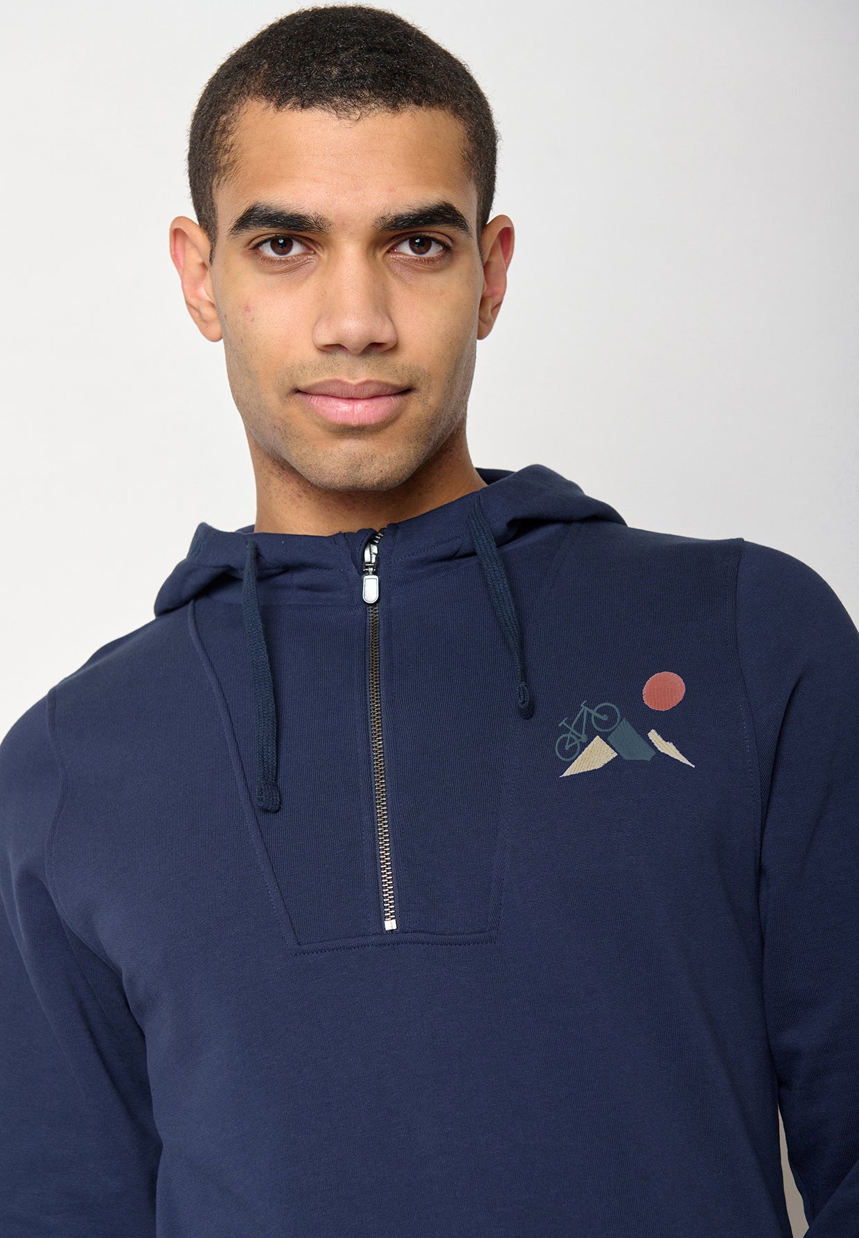 Navy: Lässiger Half-Zip aus Bio-Baumwolle für Herren [10197]
