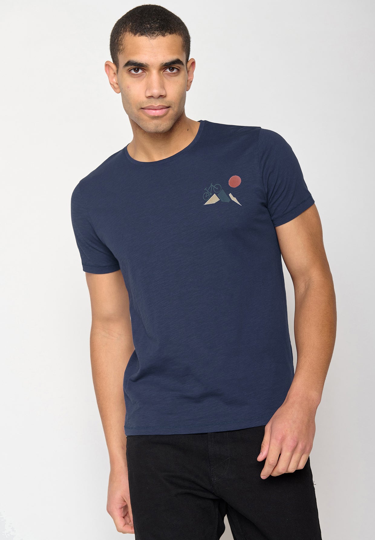 Navy: Sportliches T-Shirt aus Bio-Baumwolle für Herren [10215]