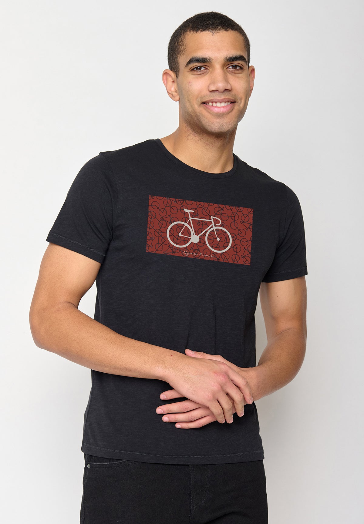Black: Lässiges T-Shirt aus Bio-Baumwolle für Herren [10232]