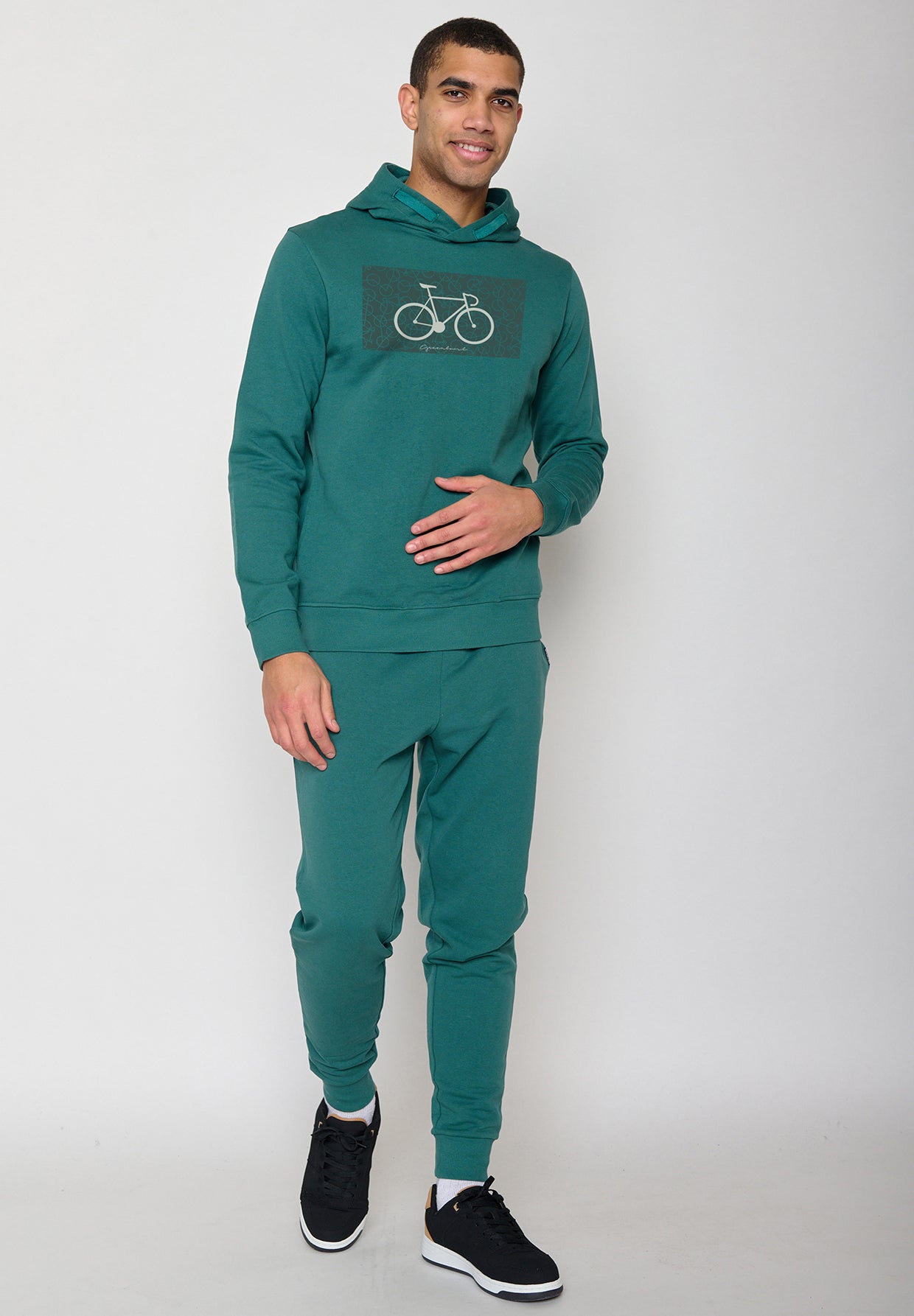 Jungle Green: Kuschliger Hoodie aus Bio-Baumwolle für Herren [10236]