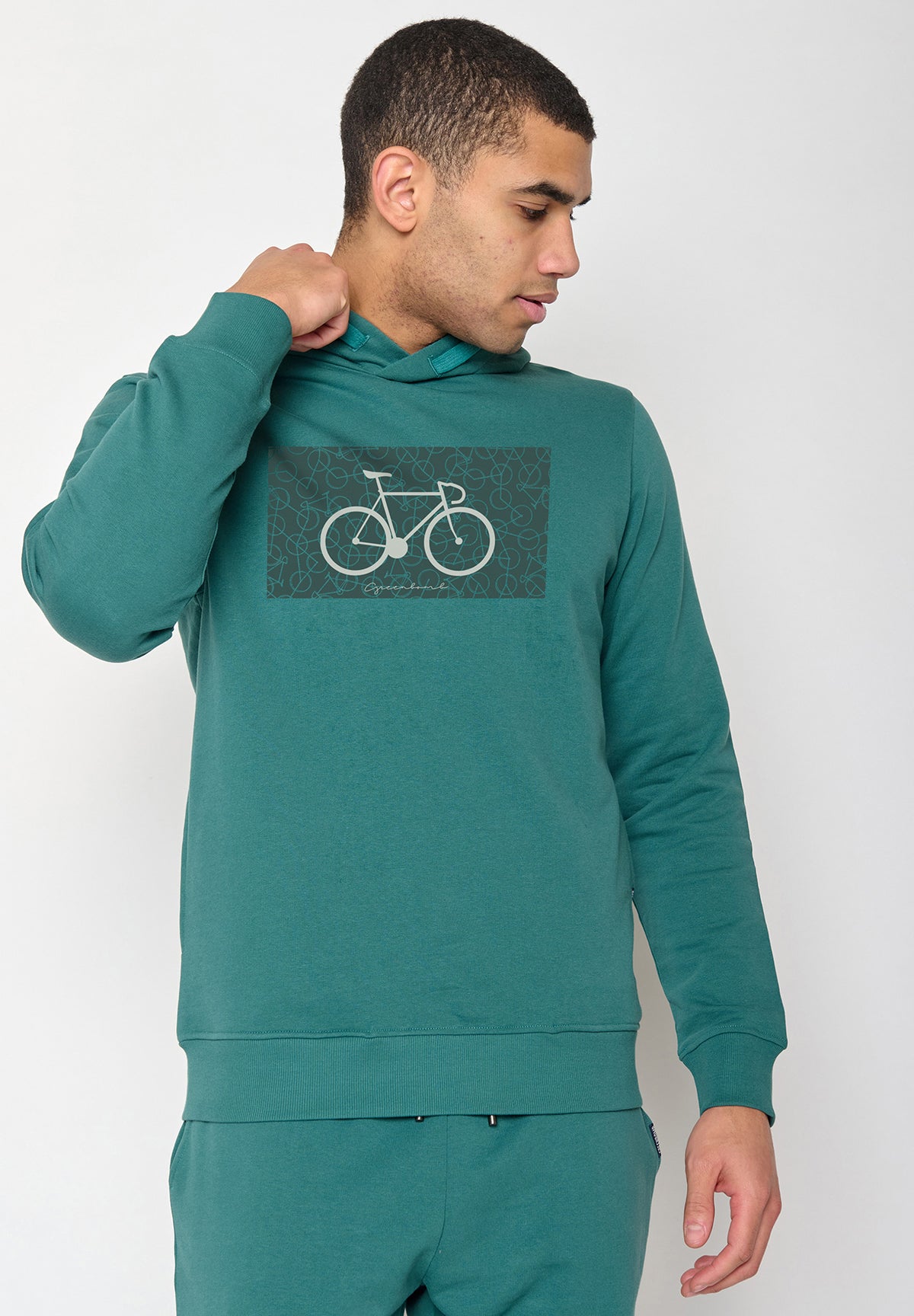 Jungle Green: Kuschliger Hoodie aus Bio-Baumwolle für Herren [10237]