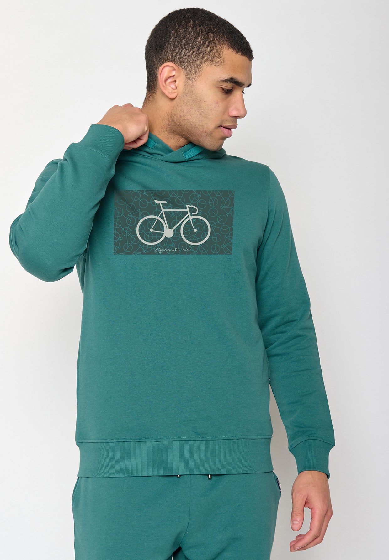 Jungle Green: Kuschliger Hoodie aus Bio-Baumwolle für Herren [10237]