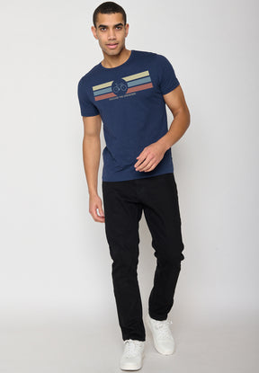 Navy: Lässiges T-Shirt aus Bio-Baumwolle für Herren [10256]