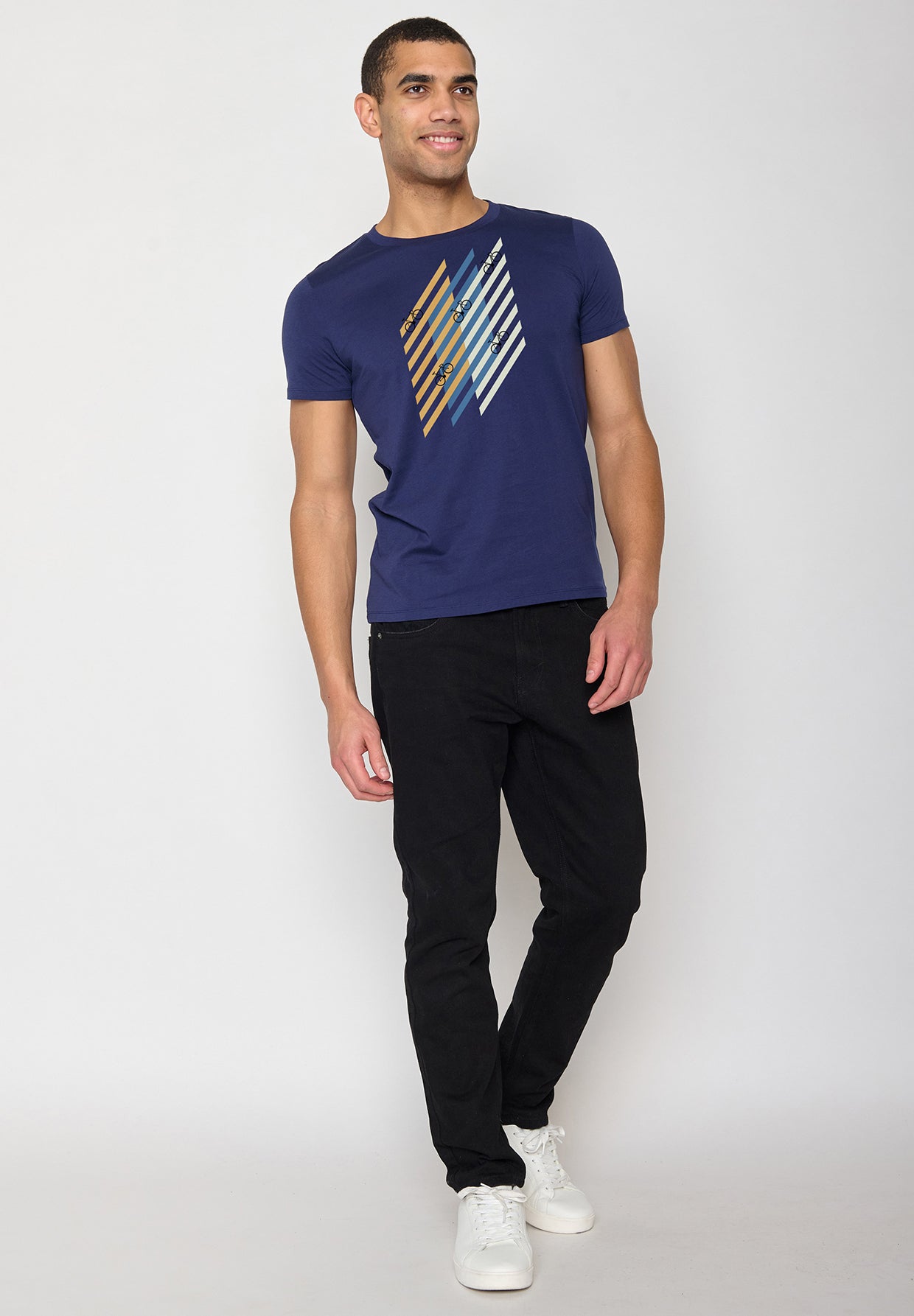 Navy: Sportliches T-Shirt aus Bio-Baumwolle für Herren [10307]