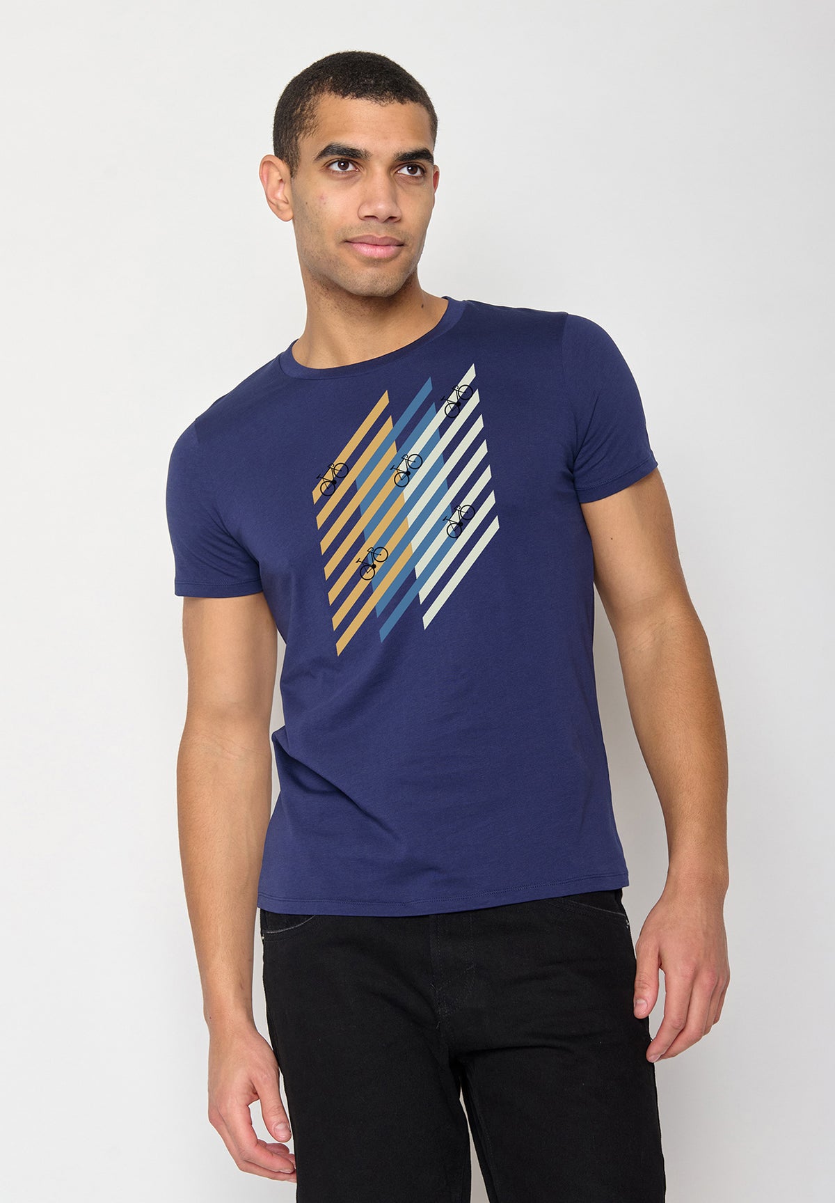 Navy: Sportliches T-Shirt aus Bio-Baumwolle für Herren [10310]