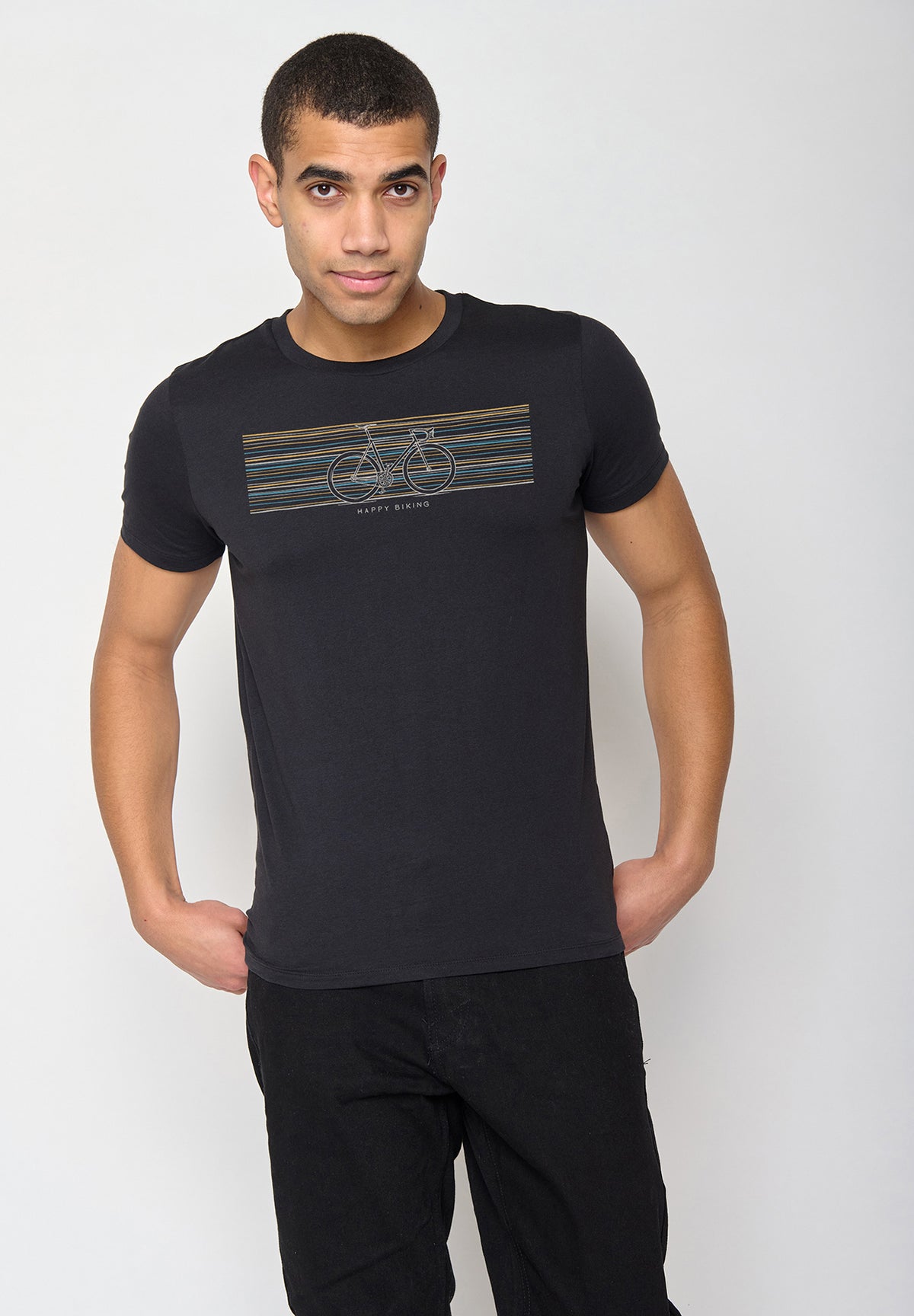 Schwarz:  Sportliches T-Shirt aus Bio-Baumwolle für Herren [10329]