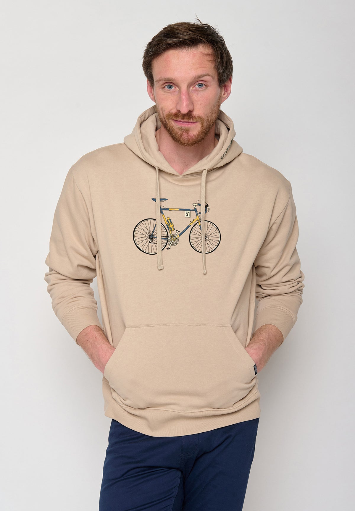 Latte: Gemütlicher Hoodie aus Bio-Baumwolle für Herren [10376]