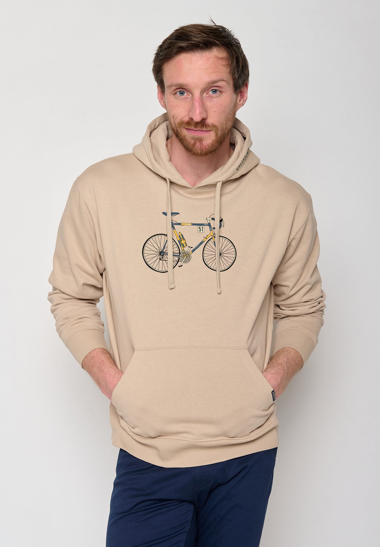 Latte: Gemütlicher Hoodie aus Bio-Baumwolle für Herren [10376]