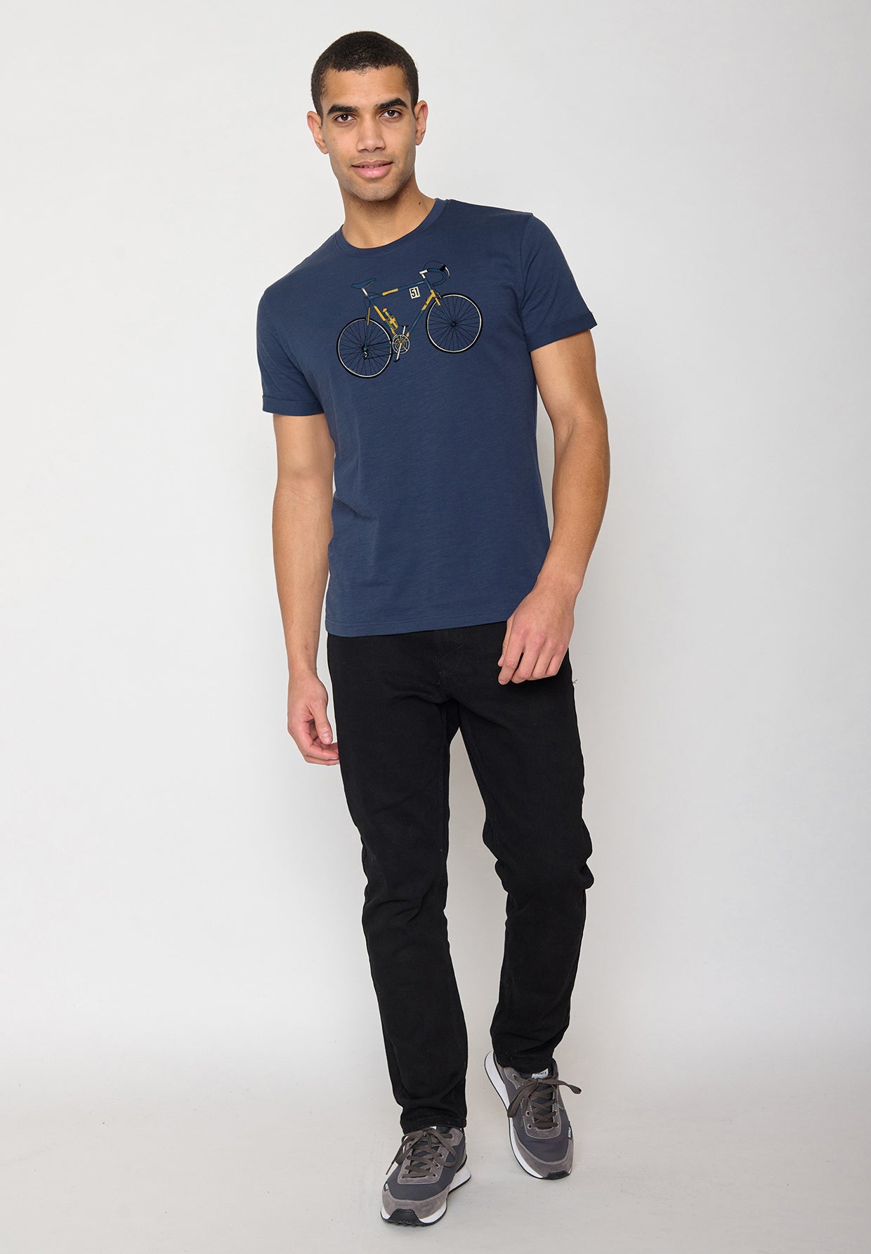 Navy: Lässiges T-Shirt aus Bio-Baumwoll Mix für Herren [10378]