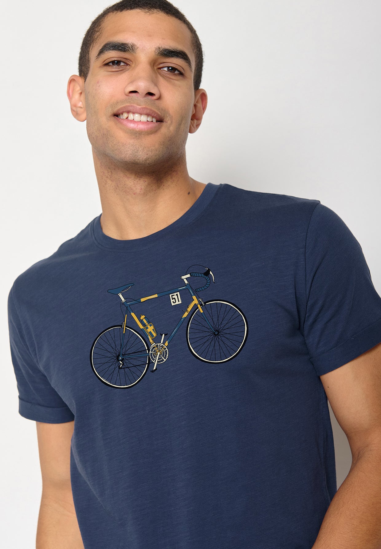 Navy: Lässiges T-Shirt aus Bio-Baumwoll Mix für Herren [10379]