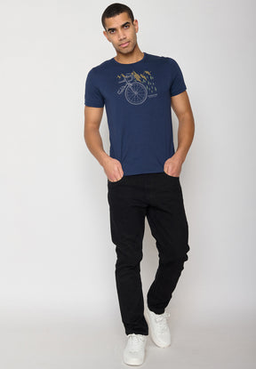 Navy: Lässiges T-Shirt aus Bio-Baumwolle für Herren [10442]