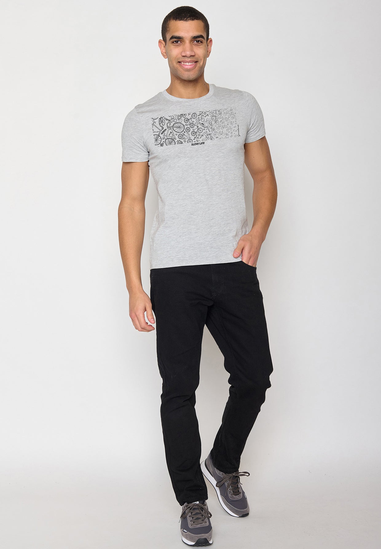 Heather Grey: Sportliches T-Shirt aus Bio-Baumwolle für Herren [10463]