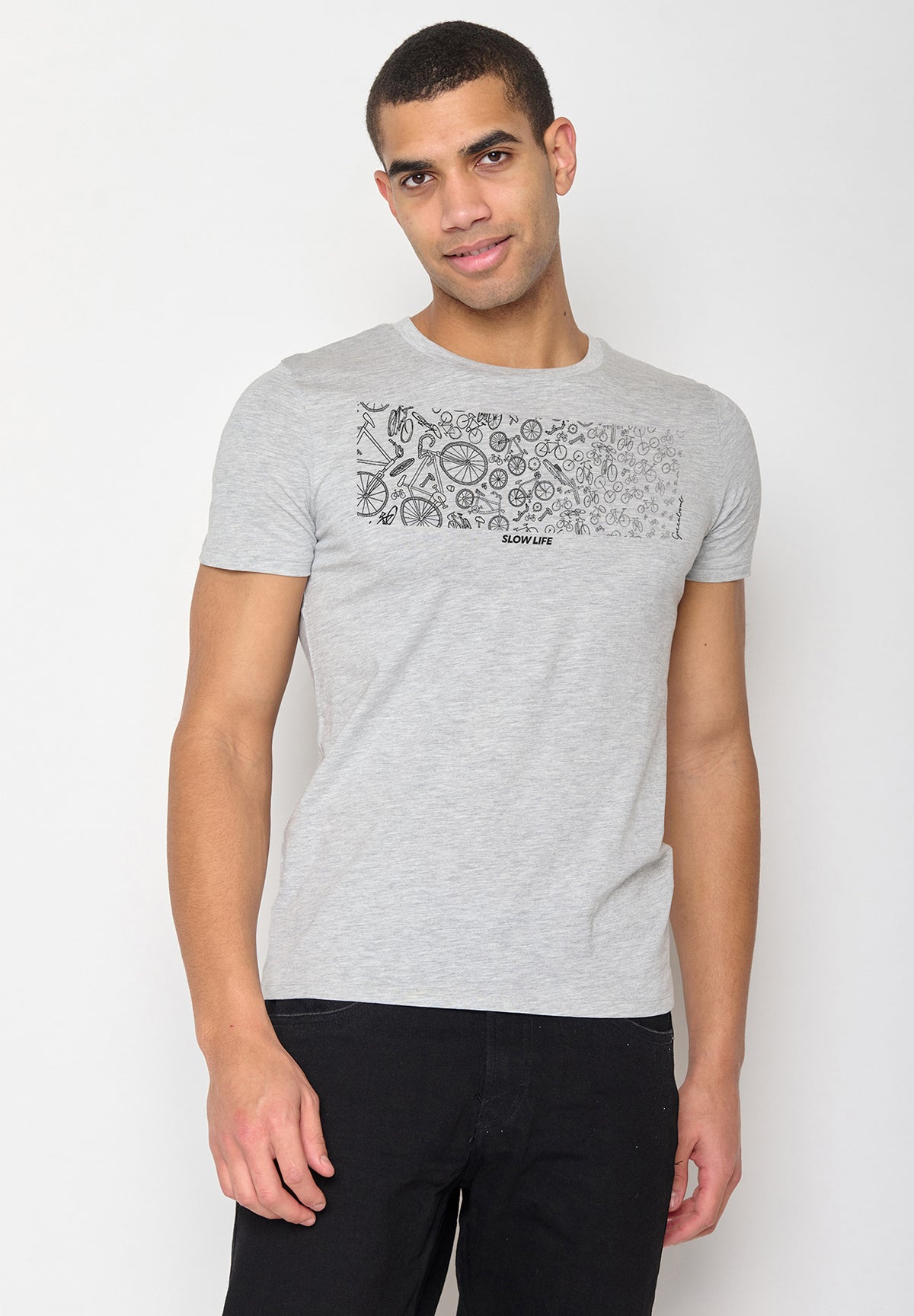 Heather Grey: Sportliches T-Shirt aus Bio-Baumwolle für Herren [10465]
