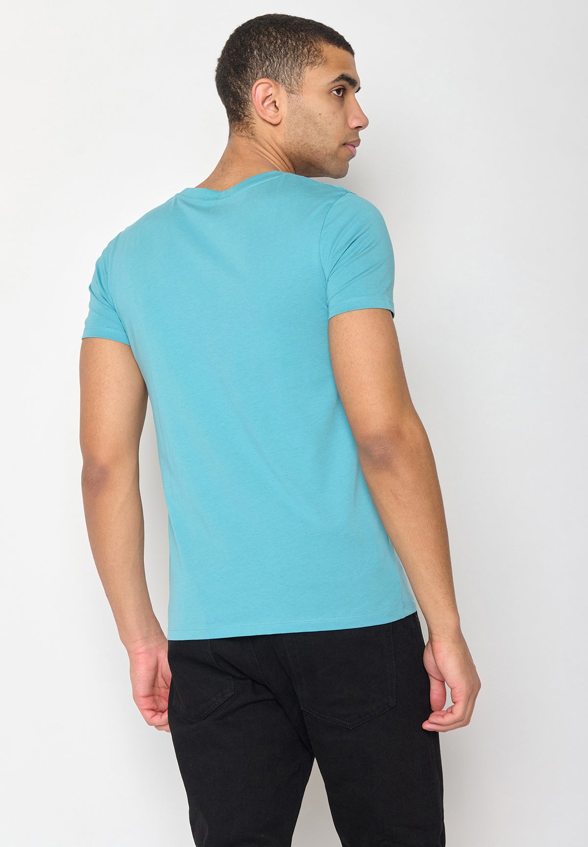 Türkis: Sportliches T-Shirt aus Bio-Baumwolle für Herren [10490]