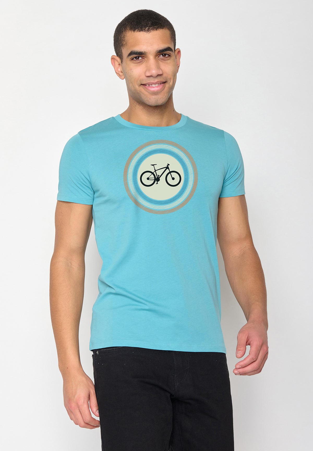 Türkis: Sportliches T-Shirt aus Bio-Baumwolle für Herren [10491]