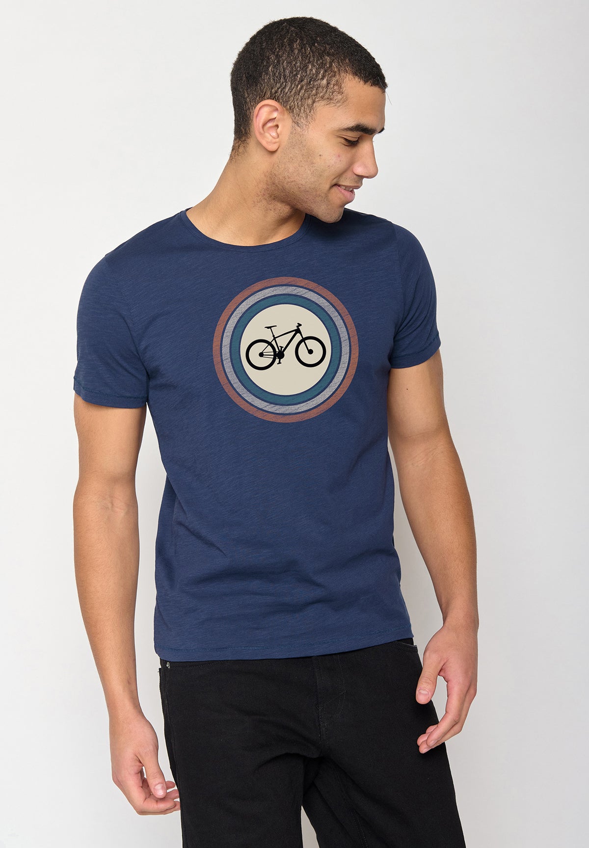 Blau:  Lässiges T-Shirt aus Bio-Baumwolle für Herren [10506]