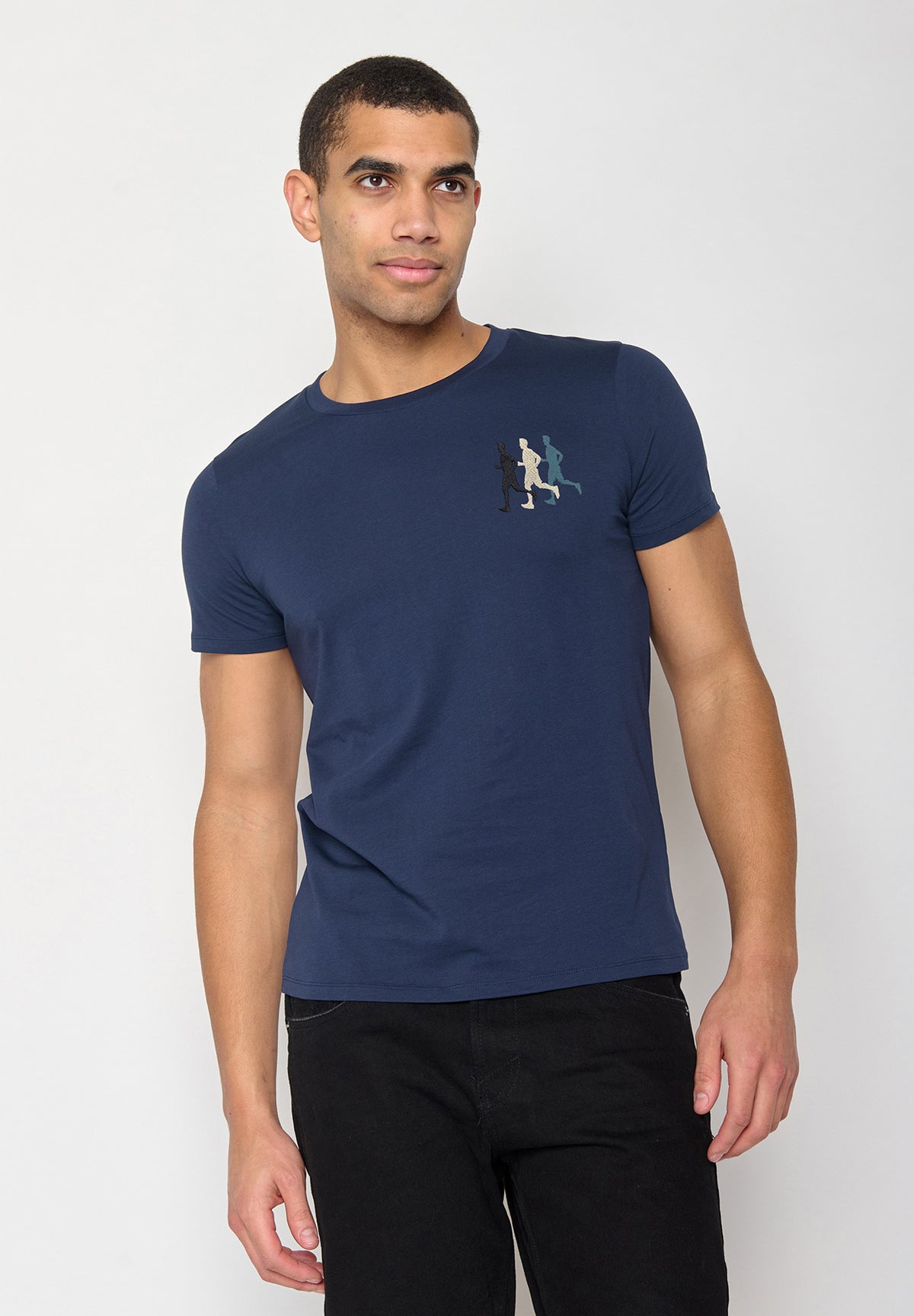 Navy: Sportliches T-Shirt aus Bio-Baumwolle für Herren [10517]