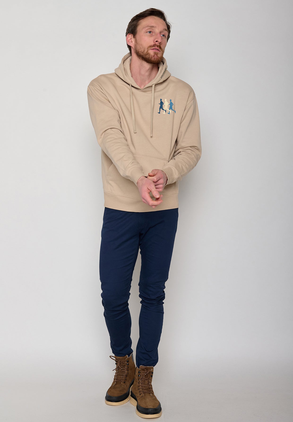 Latte: Gemütlicher Hoodie aus Bio-Baumwolle für Herren [10520]