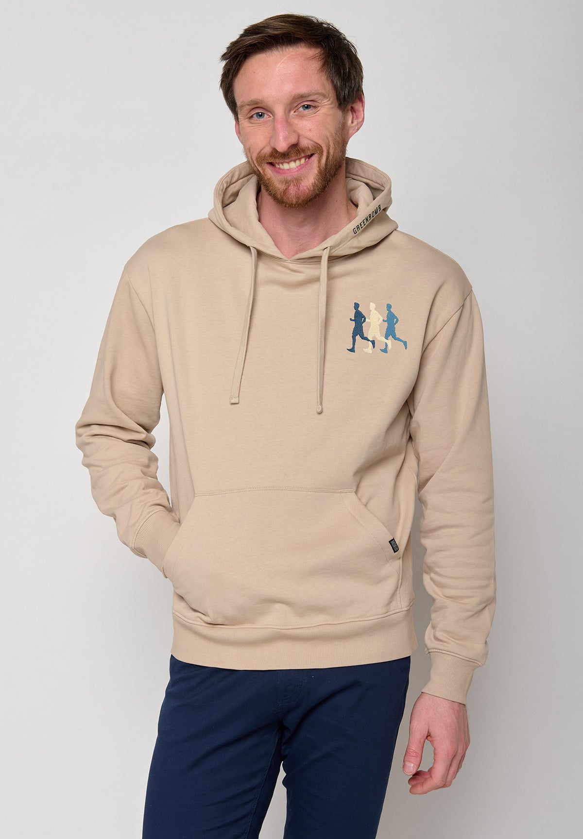 Latte: Gemütlicher Hoodie aus Bio-Baumwolle für Herren [10523]
