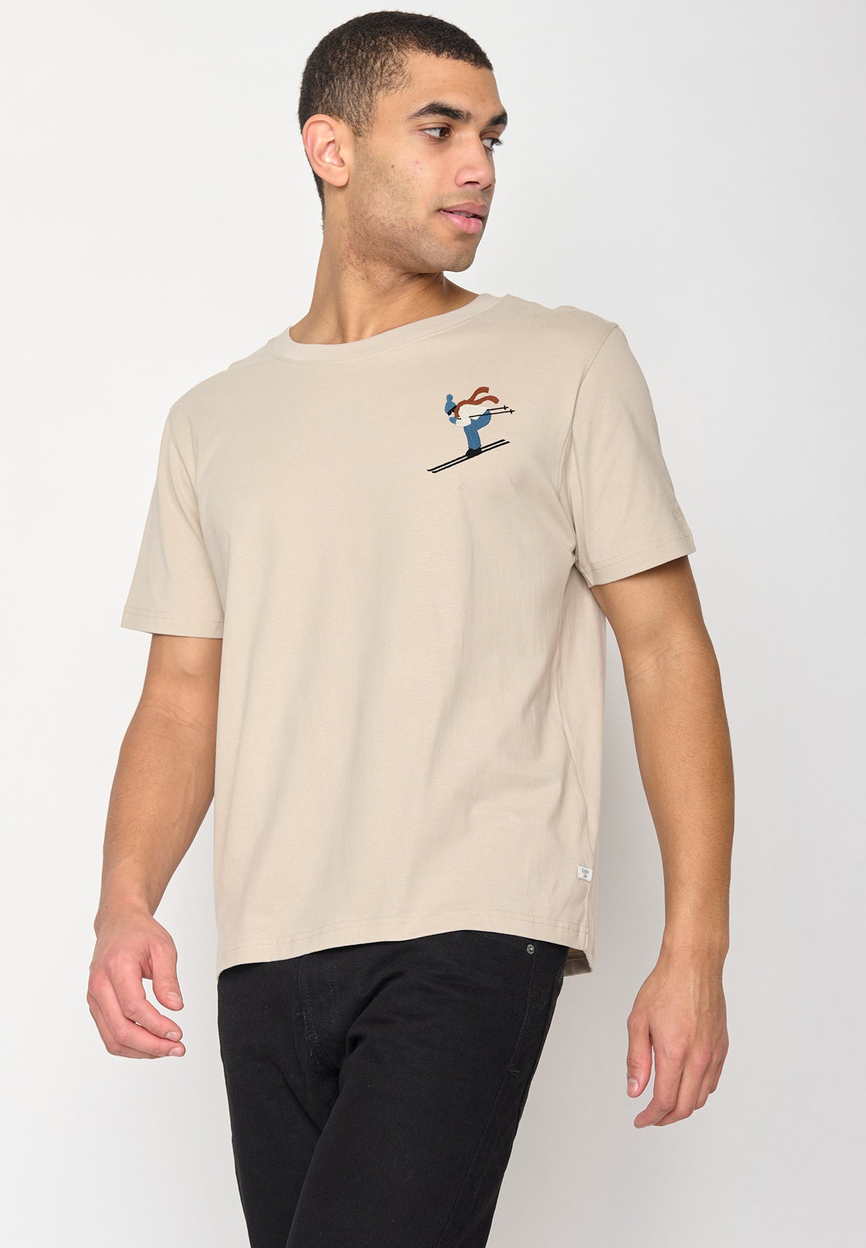 Latte: Lässiges Oversize-T-Shirt aus Bio-Baumwolle für Herren [10548]