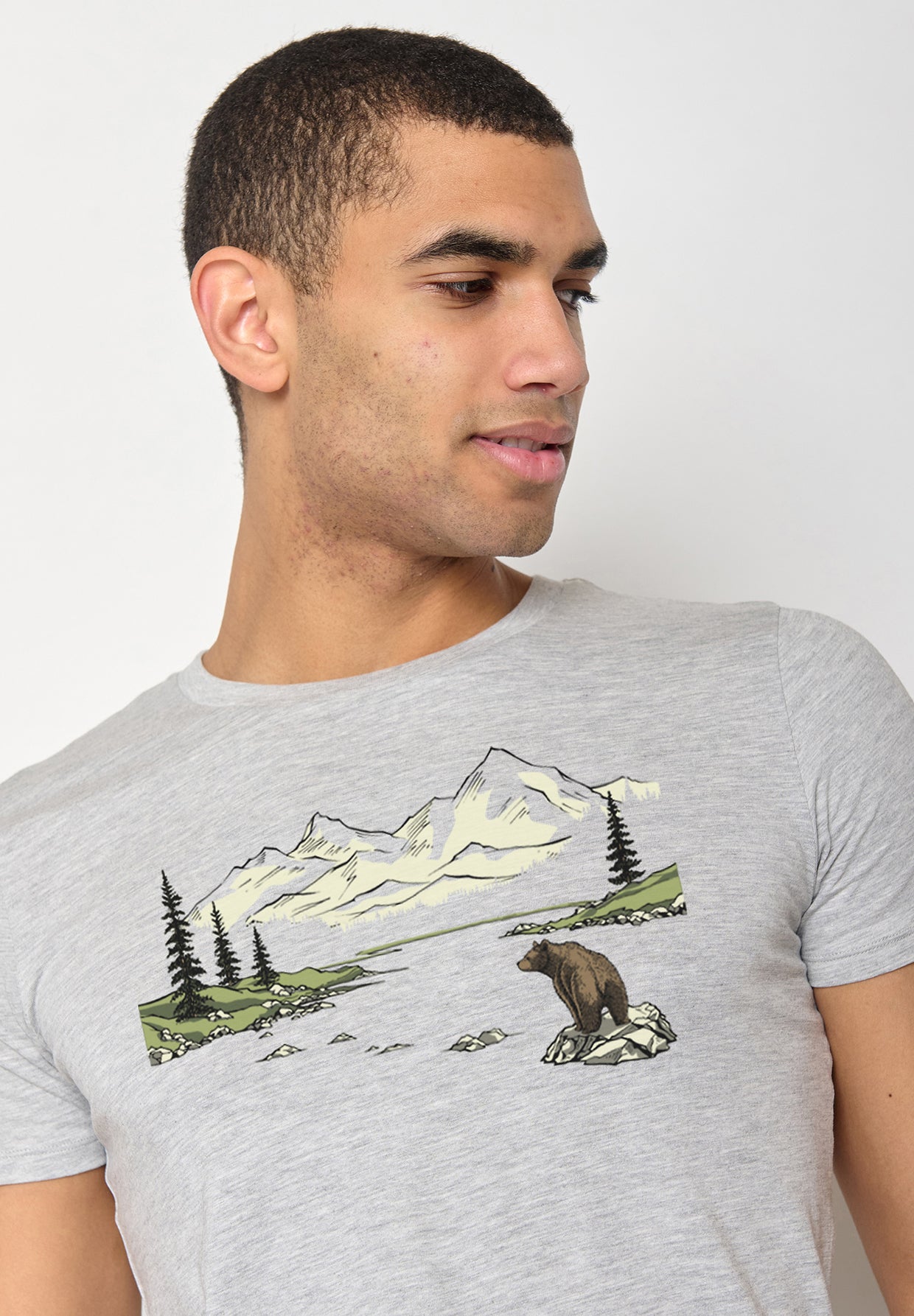 Heather Grey: Sportliches T-Shirt aus Bio-Baumwolle für Herren [10572]