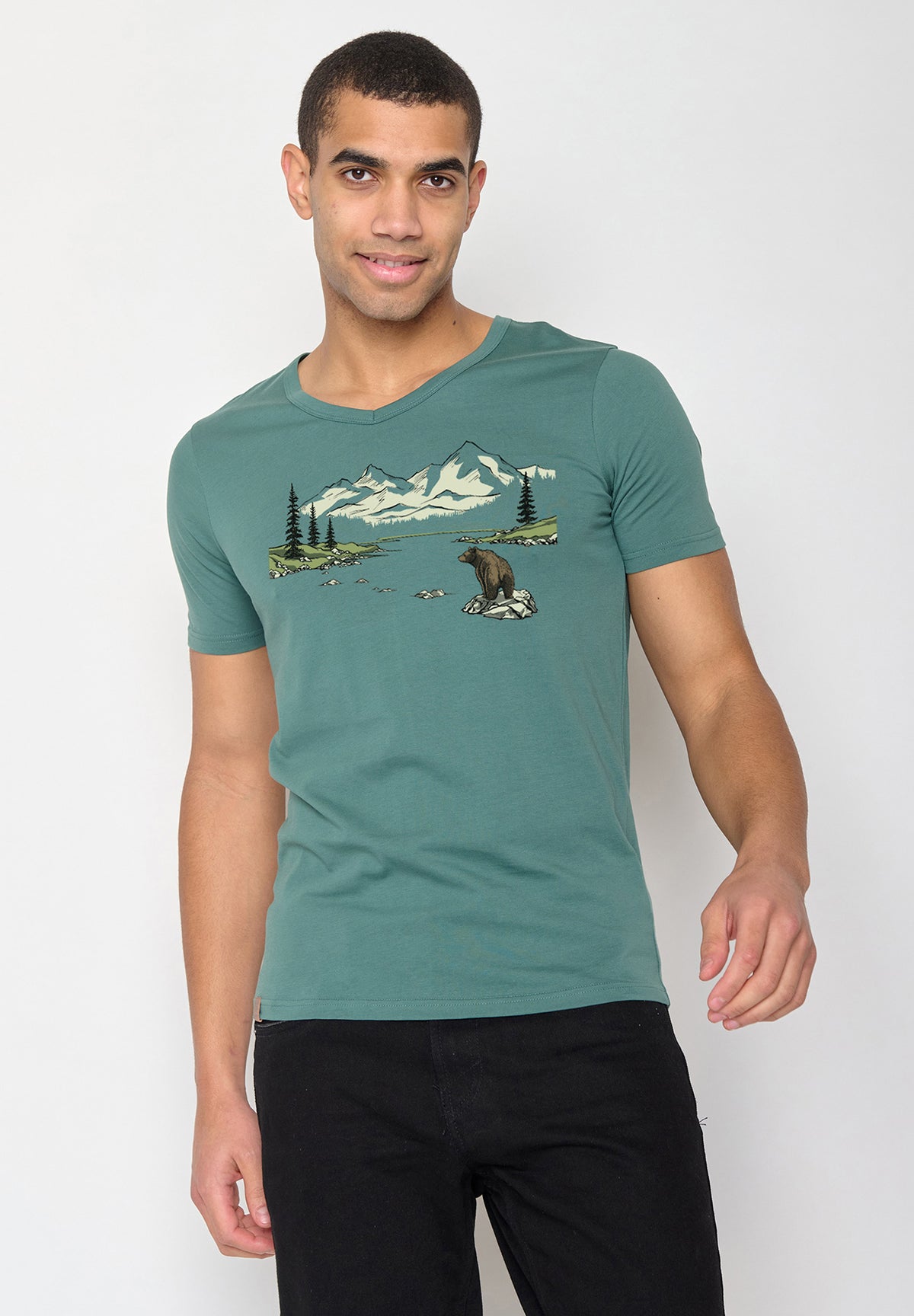 Deep Sage: Lässiges T-Shirt aus Bio-Baumwolle für Herren [10579]