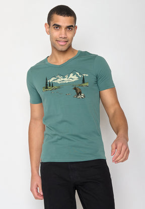 Deep Sage: Lässiges T-Shirt aus Bio-Baumwolle für Herren [10579]