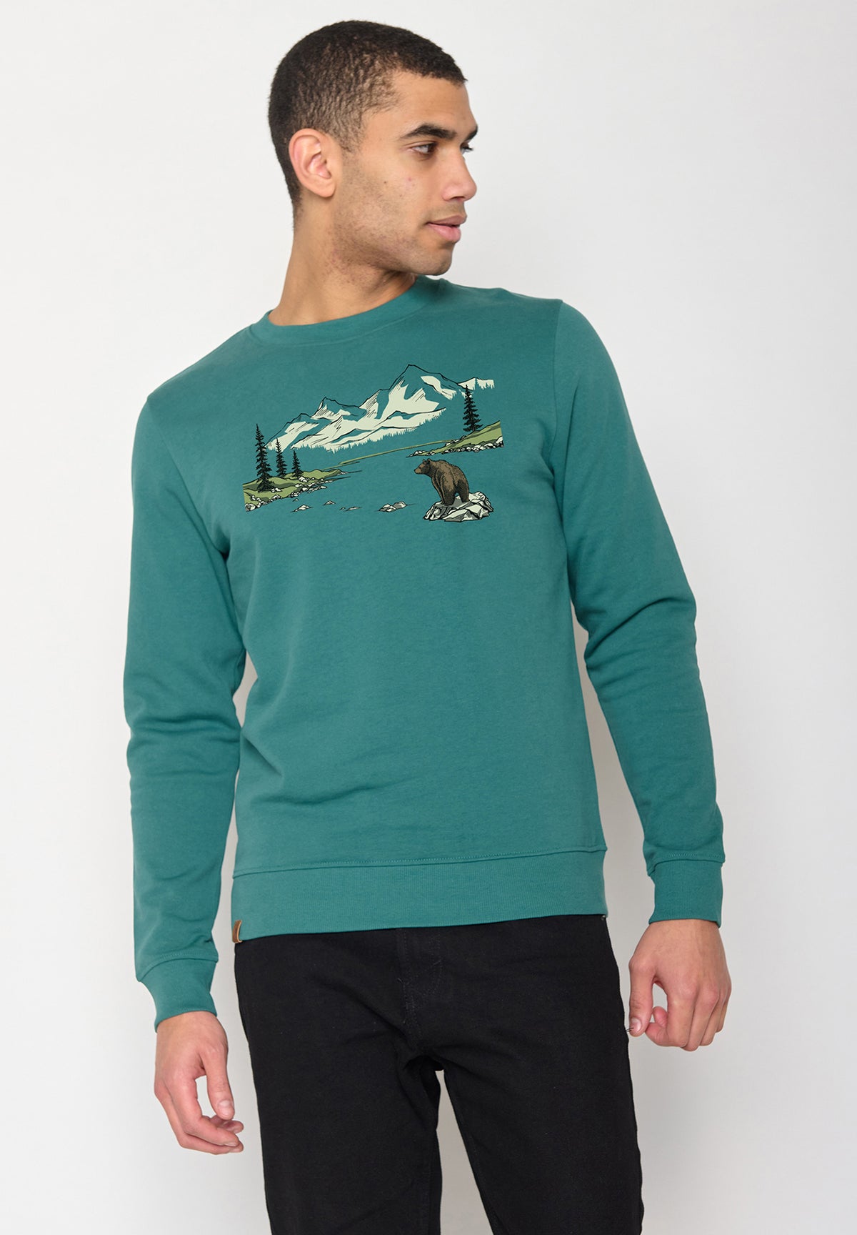 Jungle Green: Gemütliches Sweatshirt aus Bio-Baumwolle für Herren [10584]